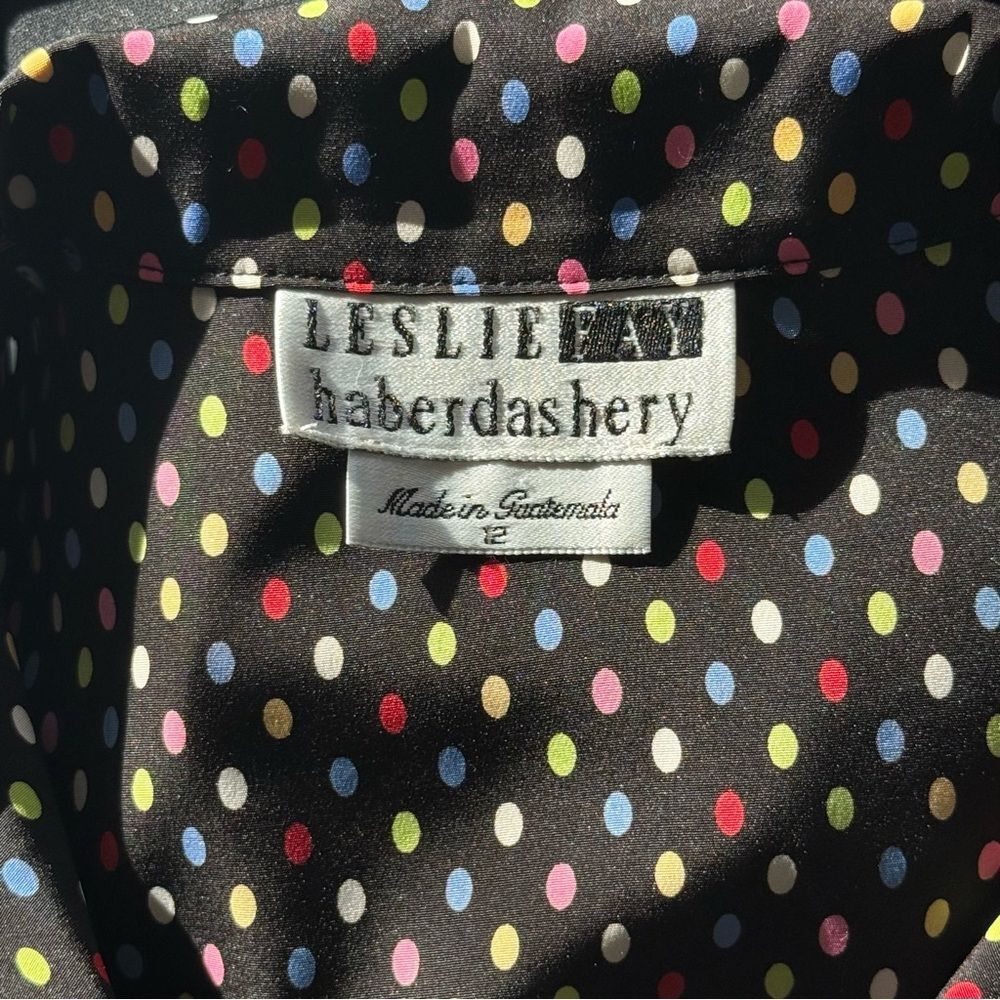 Colorful Vintage Leslie Fay Haberdashery Polka Dot Button-Up Top | Size 12 - Picture 6 of 9